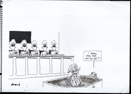 &lsquo;I mean...how fair can you get?&rsquo; by Alan Moir, May 2003.