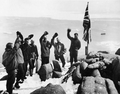 Sir Douglas Mawson taking possession of Antarctic territory at Proclamation Island, 13 January 1930.