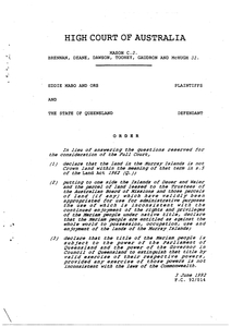 Mabo and others v Qld, Mabo Decision.