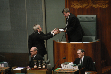 Coolaman presented on behalf of the Stolen Generation to Mr Harry Jenkins by Prime Minister Kevin Rudd and Leader of the Opposition Brendan Nelson, 13 February 2008.