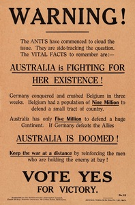 'Vote yes for victory', black-and-white referendum leaflet.