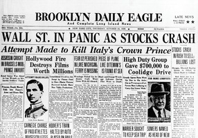 Wall Street crash — the Great Depression begins
