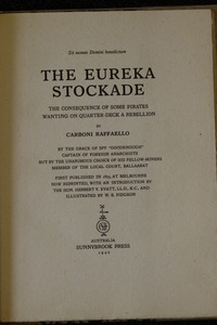 Title page of Carboni's *The Eureka Stockade*. Museum of Australian Democracy Collection.