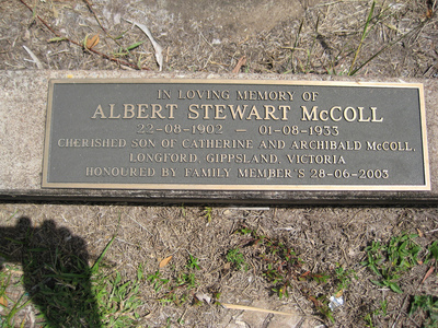 Gravestone for Albert Stewart McColl